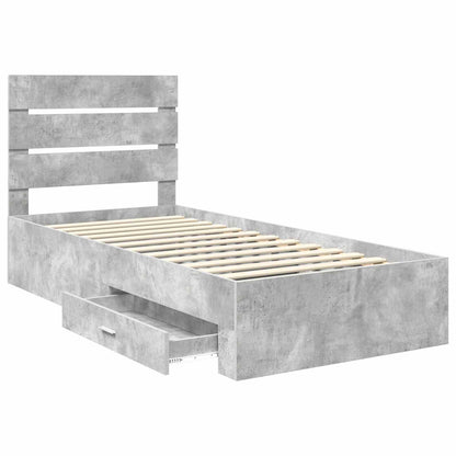 Bed Frame Concrete Grey 100 x 200 cm Engineered Wood