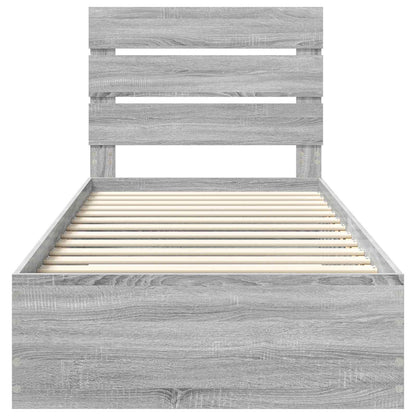 Bed Frame with Drawer Grey Sonoma 100 x 200 cm Engineered Wood