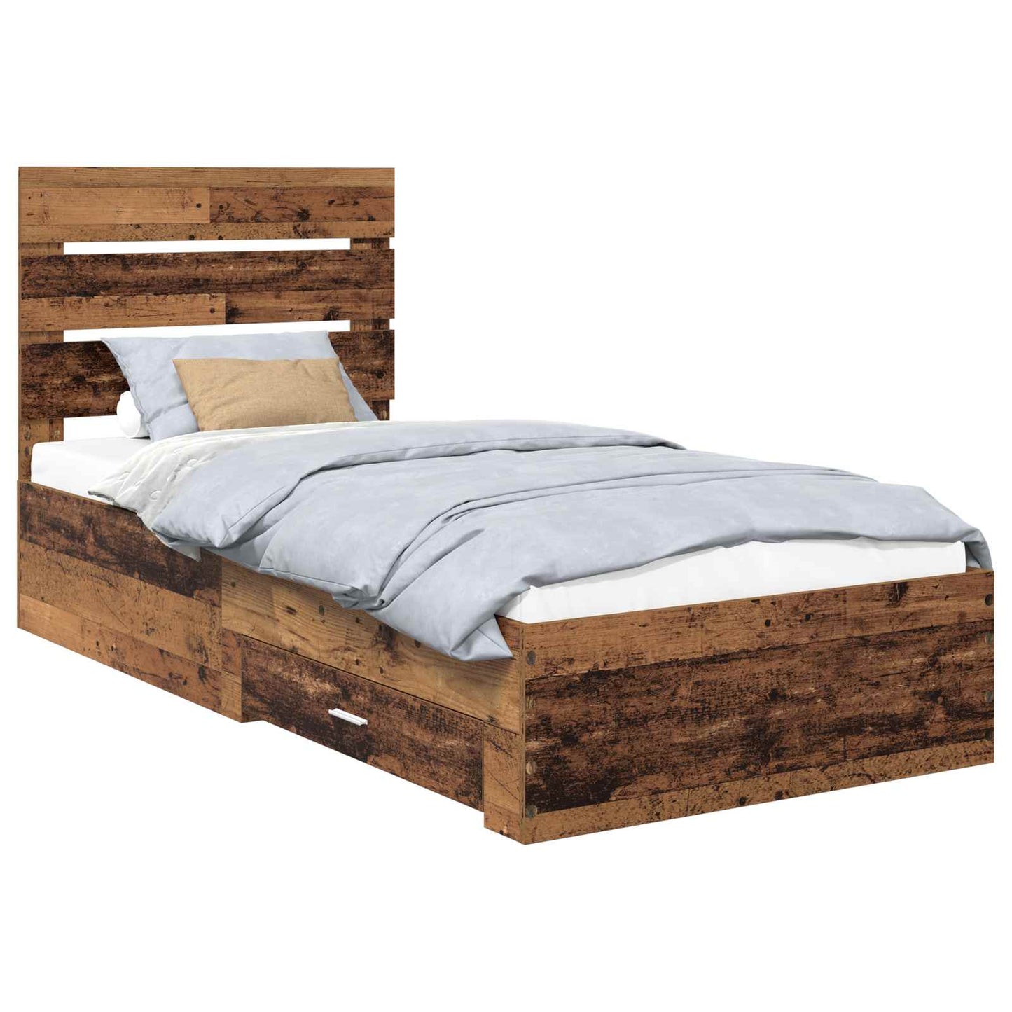 Bed Frame with Drawer Old Wood 100 x 200 cm Engineered Wood