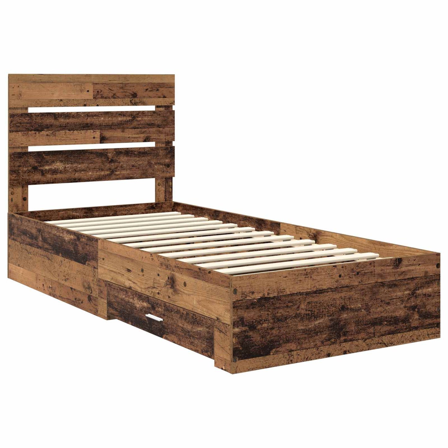 Bed Frame with Drawer Old Wood 100 x 200 cm Engineered Wood