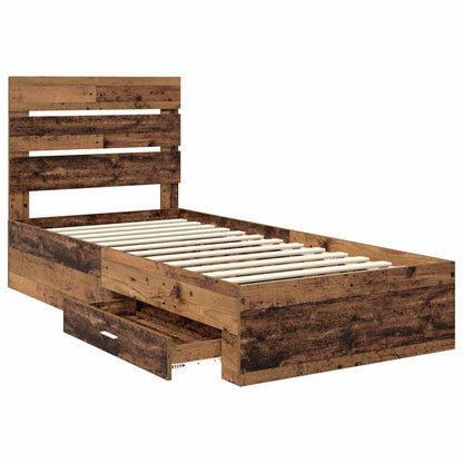 Bed Frame with Drawer Old Wood 100 x 200 cm Engineered Wood
