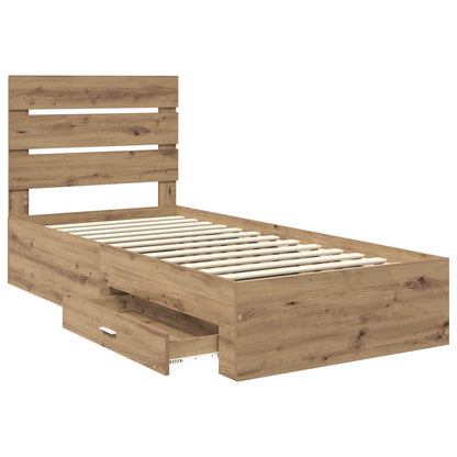 Bed Frame with Drawer Artisan Oak 100 x 200 cm Engineered Wood