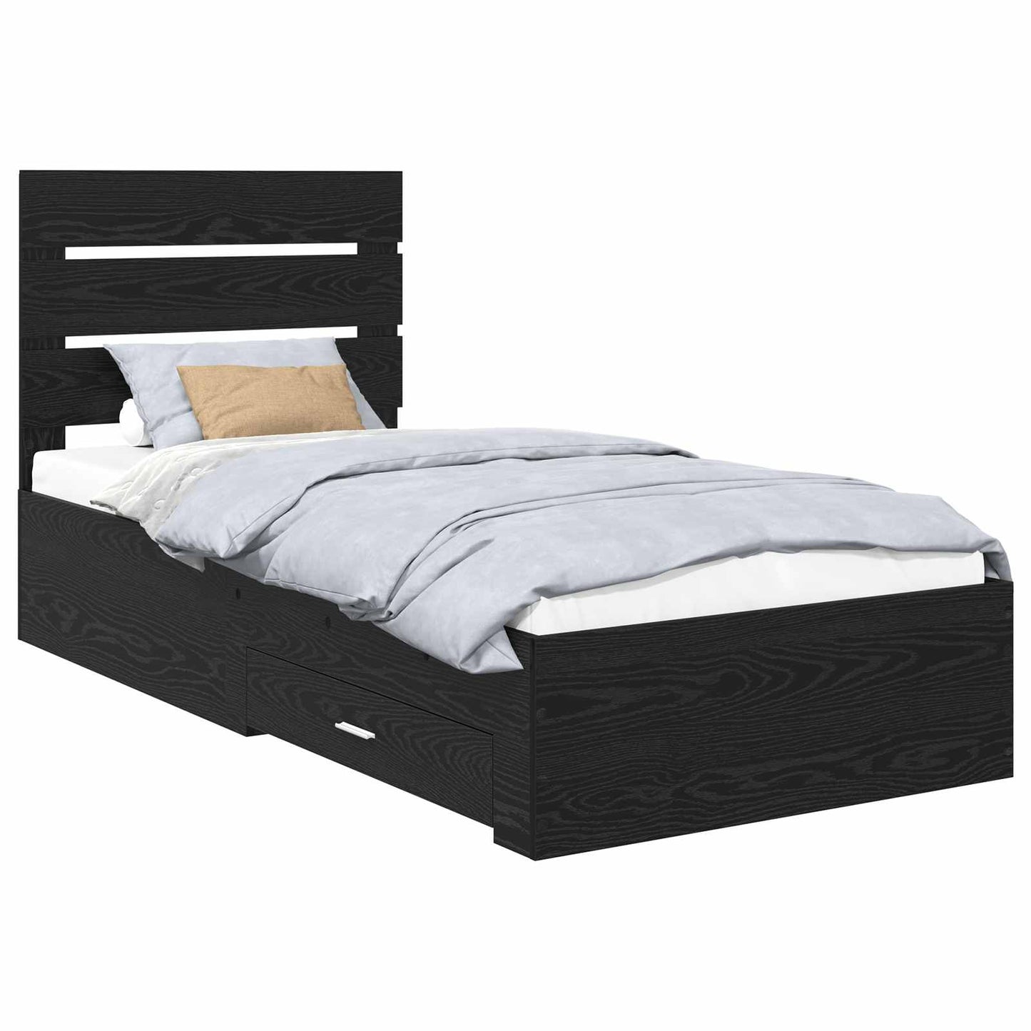 Bed Frame with Drawer Black Oak 90 x 200 cm Engineered Wood