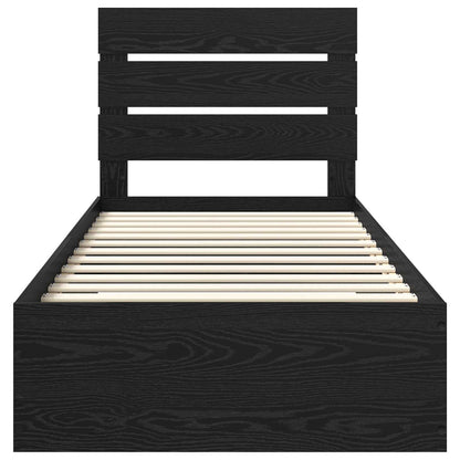Bed Frame with Drawer Black Oak 90 x 200 cm Engineered Wood