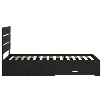 Bed Frame with Drawer Black Oak 90 x 200 cm Engineered Wood