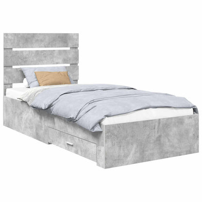 Bed Frame with Drawer Concrete Grey 90 x 200 cm Engineered Wood