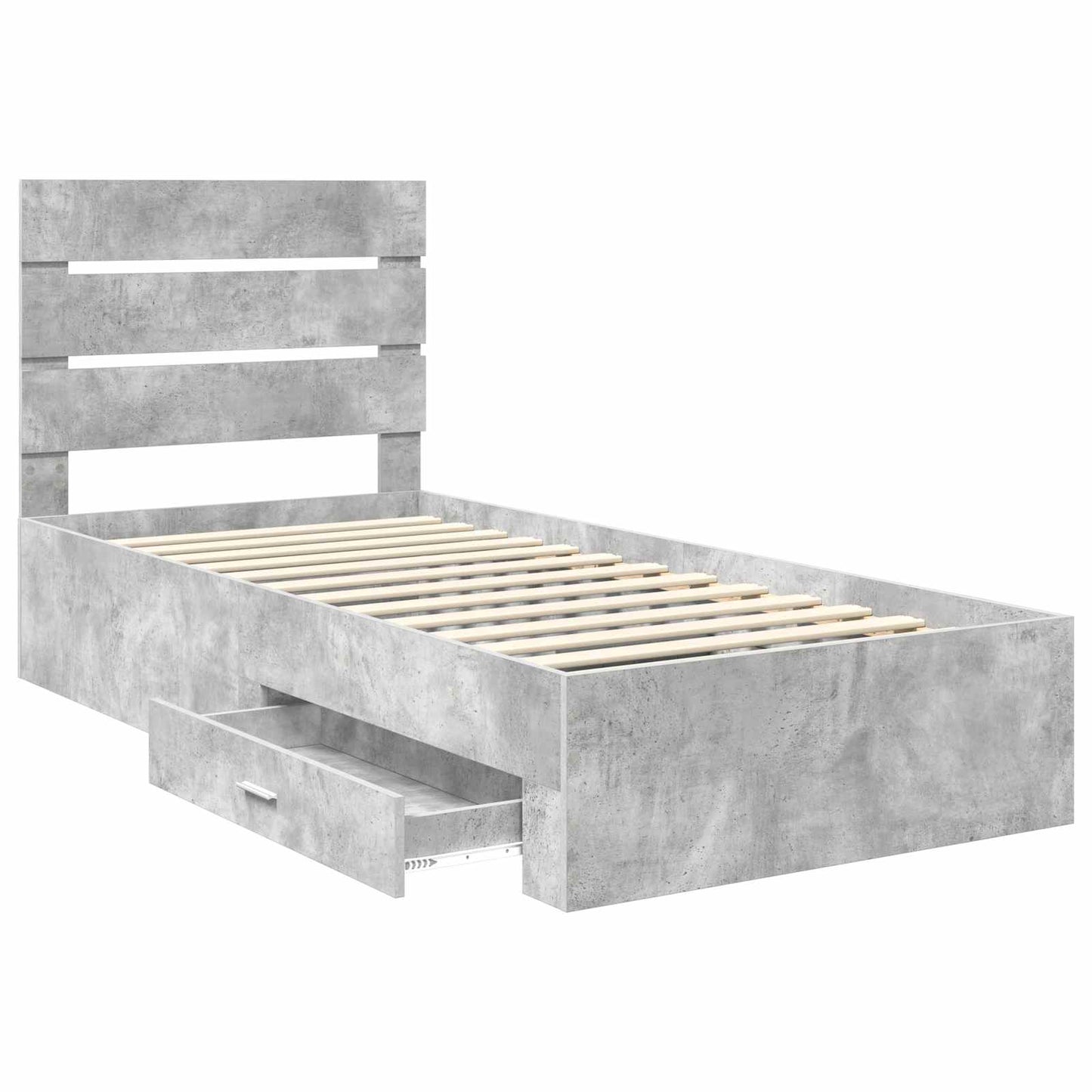 Bed Frame with Drawer Concrete Grey 90 x 200 cm Engineered Wood