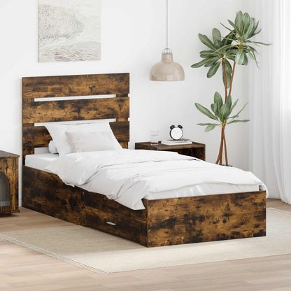 Bed Frame Smoked Oak Engineered Wood