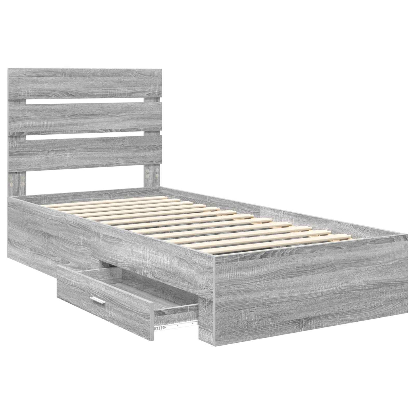 Bed Frame with Drawer Grey Sonoma 90 x 200 cm Engineered Wood