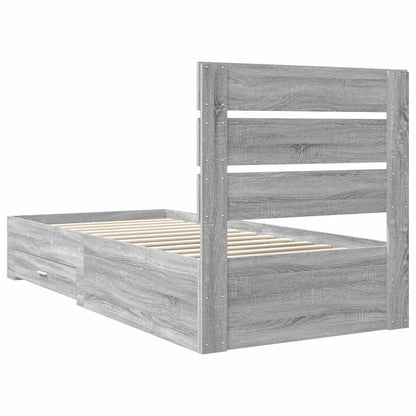 Bed Frame with Drawer Grey Sonoma 90 x 200 cm Engineered Wood