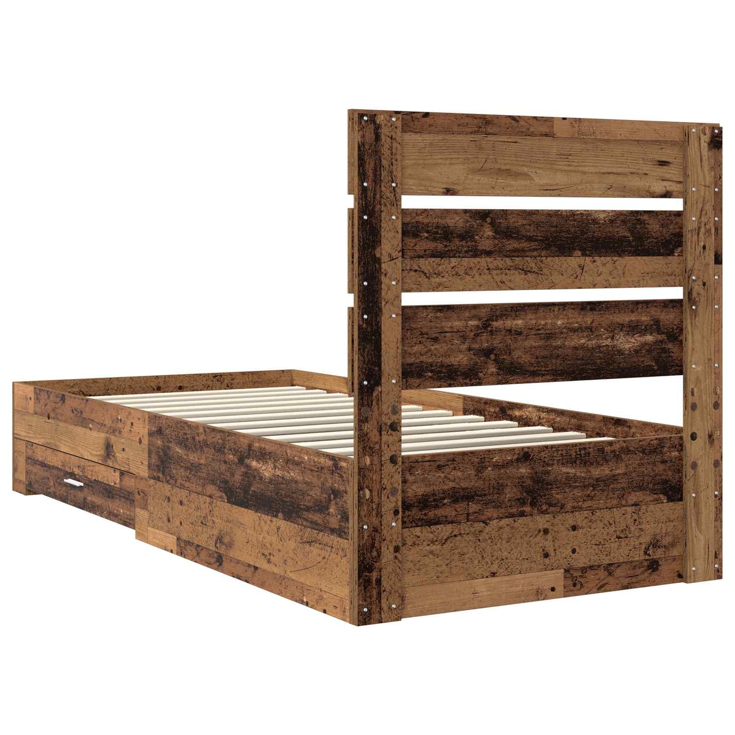 Bed Frame with Drawer Old Wood 90 x 200 cm Engineered Wood