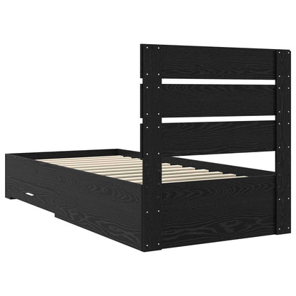 Bed Frame with Drawer Black Oak 90 x 190 cm Engineered Wood