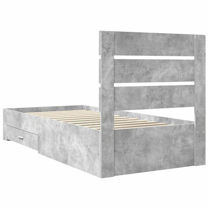 Bed Frame with Drawer Concrete Grey 90 x 190 cm Engineered Wood