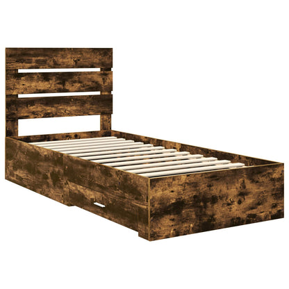 Bed Frame with Drawer Smoked Oak 90 x 190 cm Engineered Wood