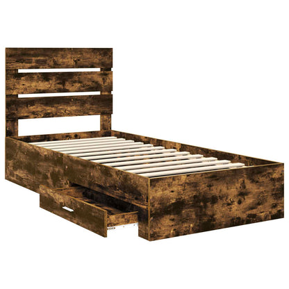 Bed Frame with Drawer Smoked Oak 90 x 190 cm Engineered Wood