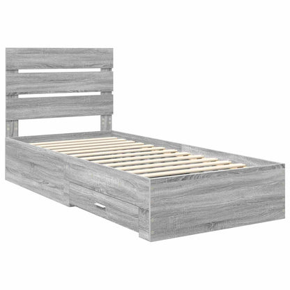 Bed Frame with Drawer Grey Sonoma 90 x 190 cm Engineered Wood