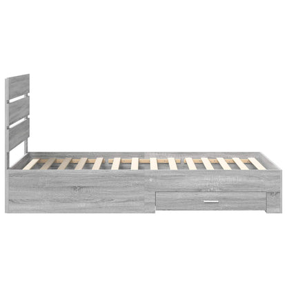 Bed Frame with Drawer Grey Sonoma 90 x 190 cm Engineered Wood