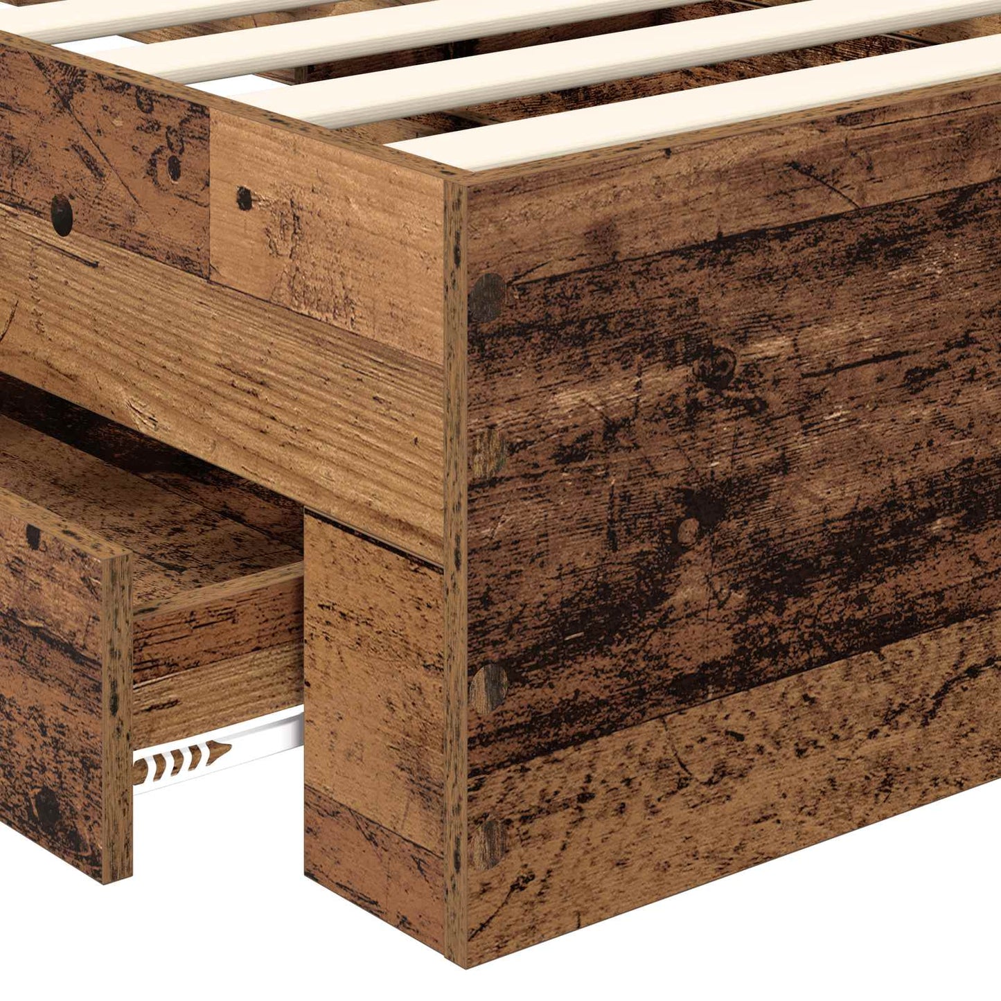Bed Frame with Drawer Old Wood 90 x 190 cm Engineered Wood
