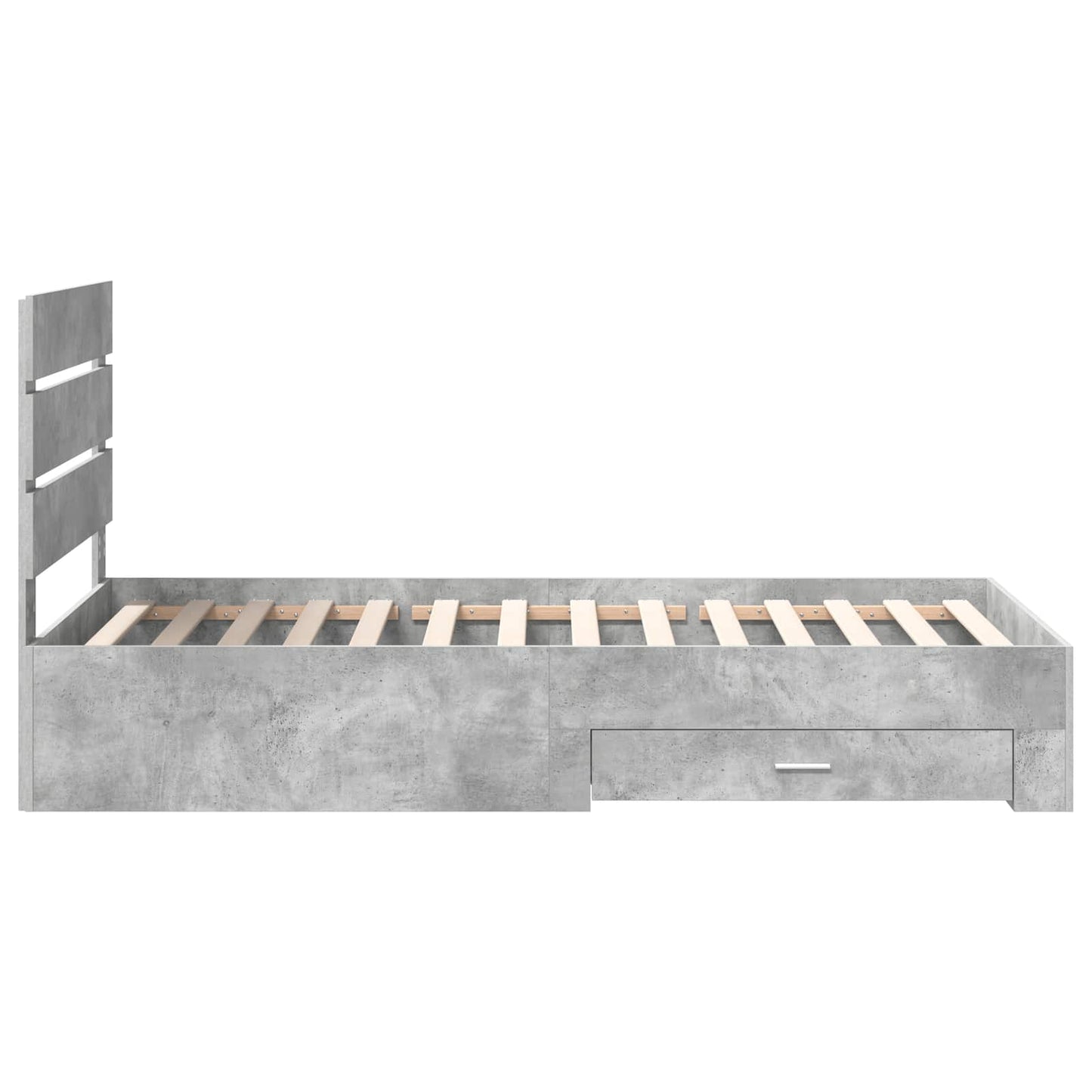 Bed Frame Concrete Grey and Silver 70 x 190 cm Engineered Wood