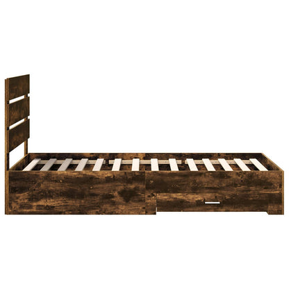 Bed Frame Smoked Oak and Silver 75 x 190 cm Engineered Wood