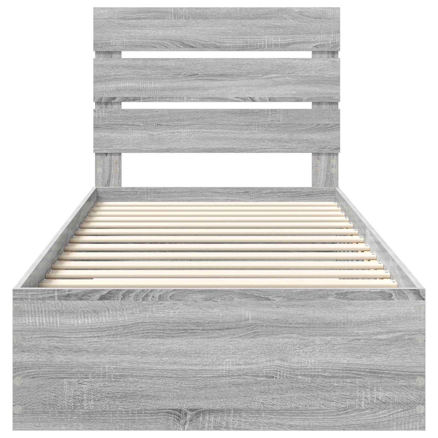 Bed Frame Grey Sonoma and Silver 75 x 190 cm Engineered Wood