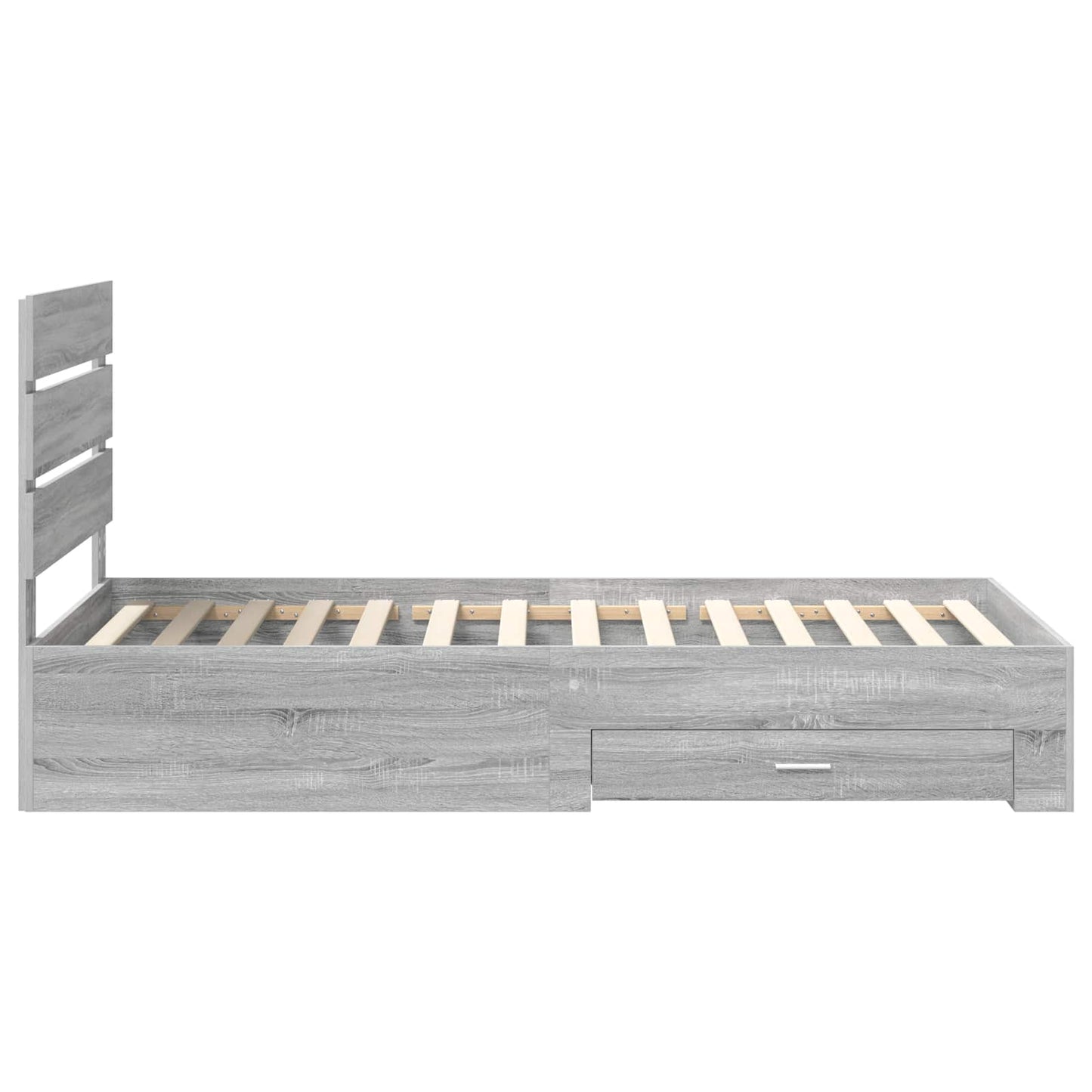 Bed Frame Grey Sonoma and Silver 75 x 190 cm Engineered Wood