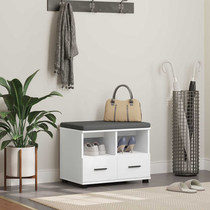 Hall Bench White 60 x 38 x 46 cm Engineered Wood and Fabric