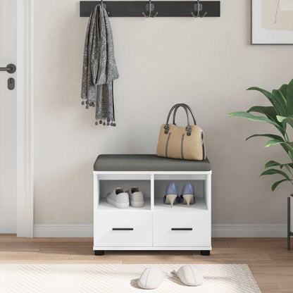 Hall Bench White 60 x 38 x 46 cm Engineered Wood and Fabric