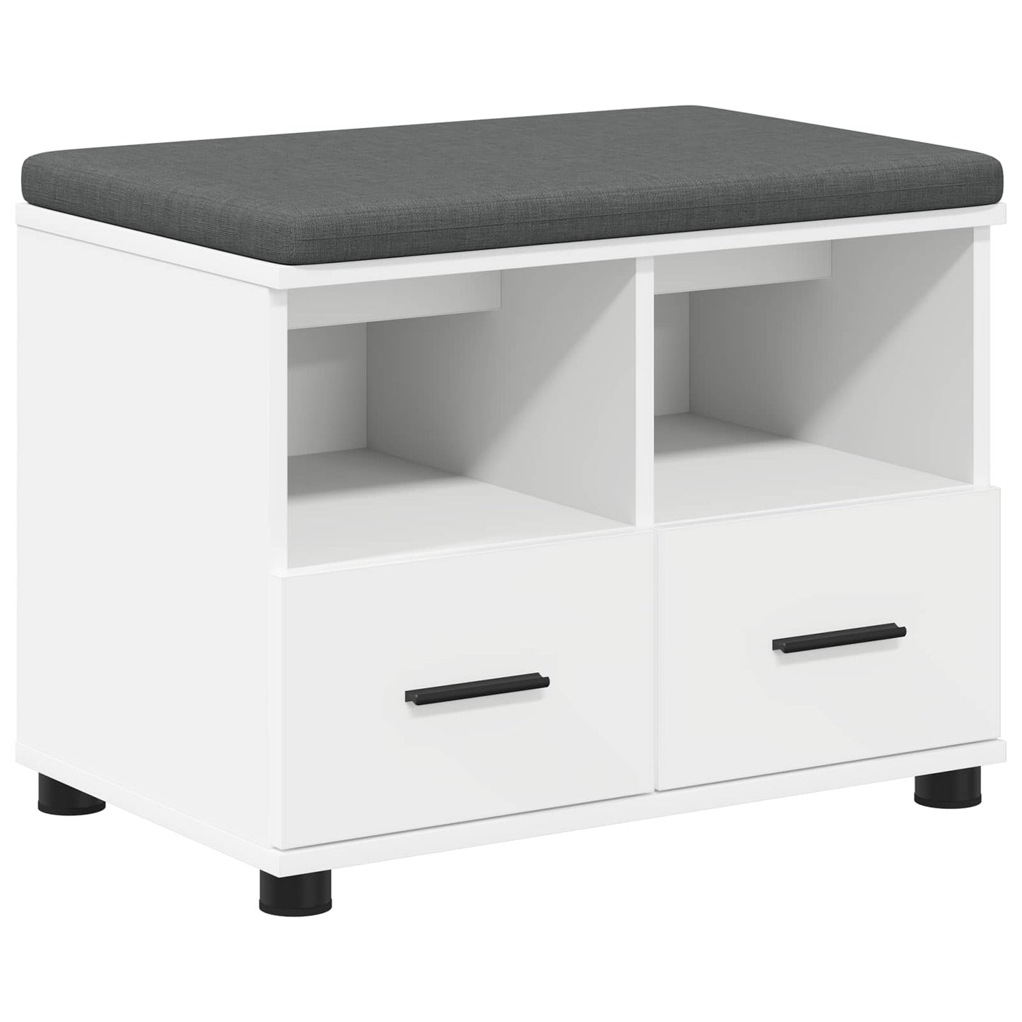 Hall Bench White 60 x 38 x 46 cm Engineered Wood and Fabric