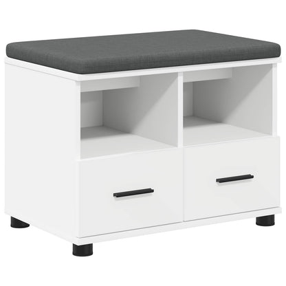 Hall Bench White 60 x 38 x 46 cm Engineered Wood and Fabric