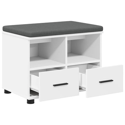 Hall Bench White 60 x 38 x 46 cm Engineered Wood and Fabric
