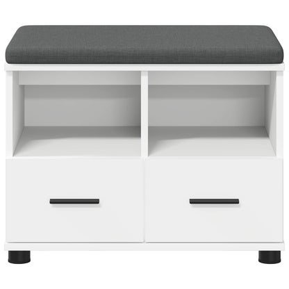 Hall Bench White 60 x 38 x 46 cm Engineered Wood and Fabric