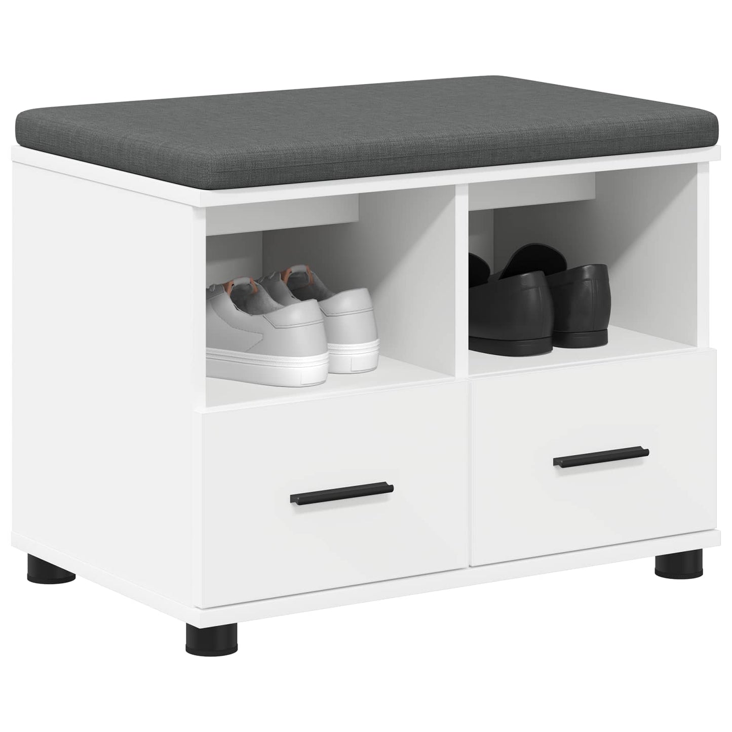 Hall Bench White 60 x 38 x 46 cm Engineered Wood and Fabric