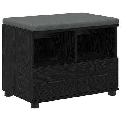 Hall Bench Black Oak 60 x 38 x 46 cm Engineered Wood and Fabric