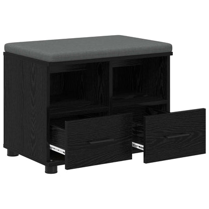 Hall Bench Black Oak 60 x 38 x 46 cm Engineered Wood and Fabric