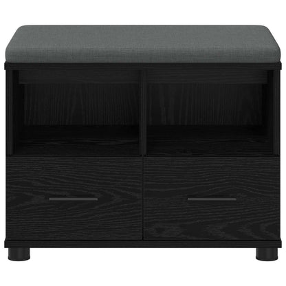 Hall Bench Black Oak 60 x 38 x 46 cm Engineered Wood and Fabric