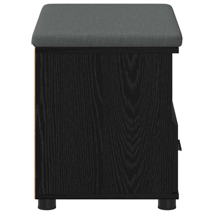 Hall Bench Black Oak 60 x 38 x 46 cm Engineered Wood and Fabric