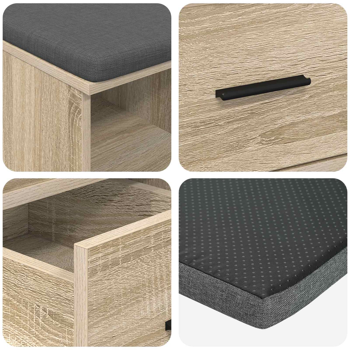 Hall Bench with Cushion with Drawer Sonoma Oak 60 x 38 x 46 cm