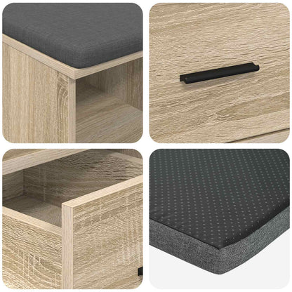 Hall Bench with Cushion with Drawer Sonoma Oak 60 x 38 x 46 cm