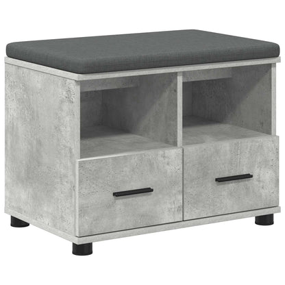Hall Bench with Cushion Concrete Grey 60 x 38 x 46 cm