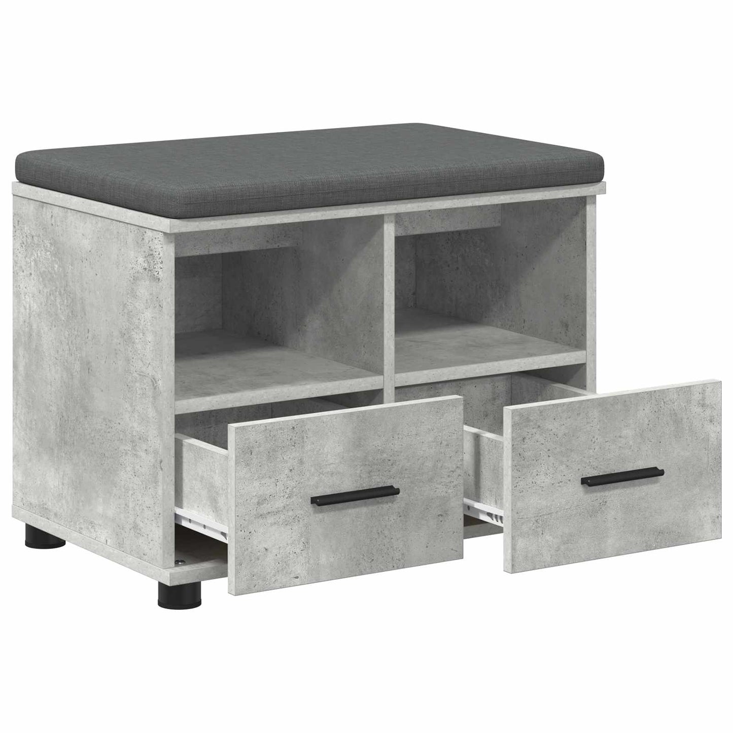Hall Bench with Cushion Concrete Grey 60 x 38 x 46 cm