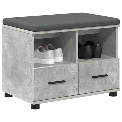 Hall Bench with Cushion Concrete Grey 60 x 38 x 46 cm
