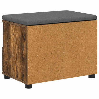 Hall Bench with Cushion with Drawer Smoked Oak 60 x 38 x 46 cm