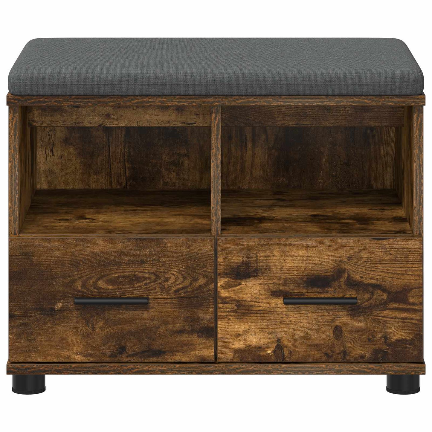 Hall Bench with Cushion with Drawer Smoked Oak 60 x 38 x 46 cm