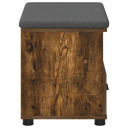 Hall Bench with Cushion with Drawer Smoked Oak 60 x 38 x 46 cm