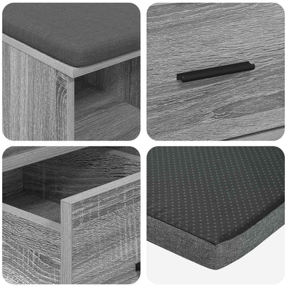 Hall Bench with Cushion with Drawer Grey Sonoma 60 x 38 x 46 cm