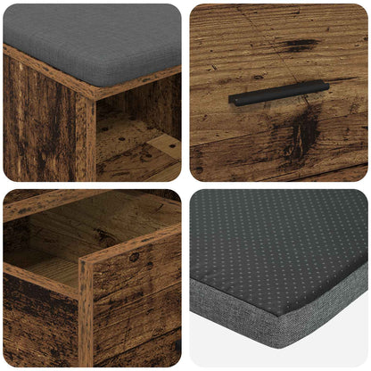 Hall Bench Old Wood 60 x 38 x 46 cm Engineered Wood and Fabric