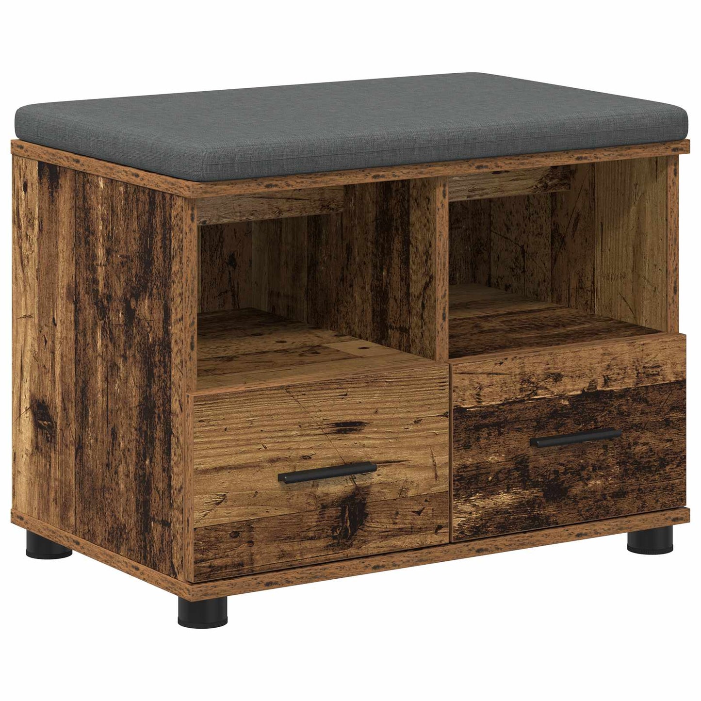 Hall Bench Old Wood 60 x 38 x 46 cm Engineered Wood and Fabric