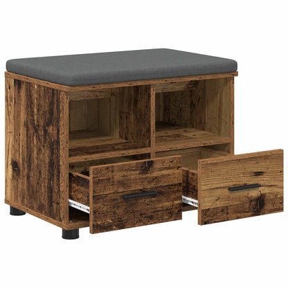 Hall Bench Old Wood 60 x 38 x 46 cm Engineered Wood and Fabric