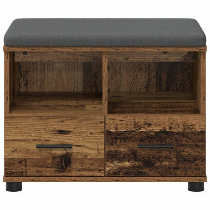 Hall Bench Old Wood 60 x 38 x 46 cm Engineered Wood and Fabric